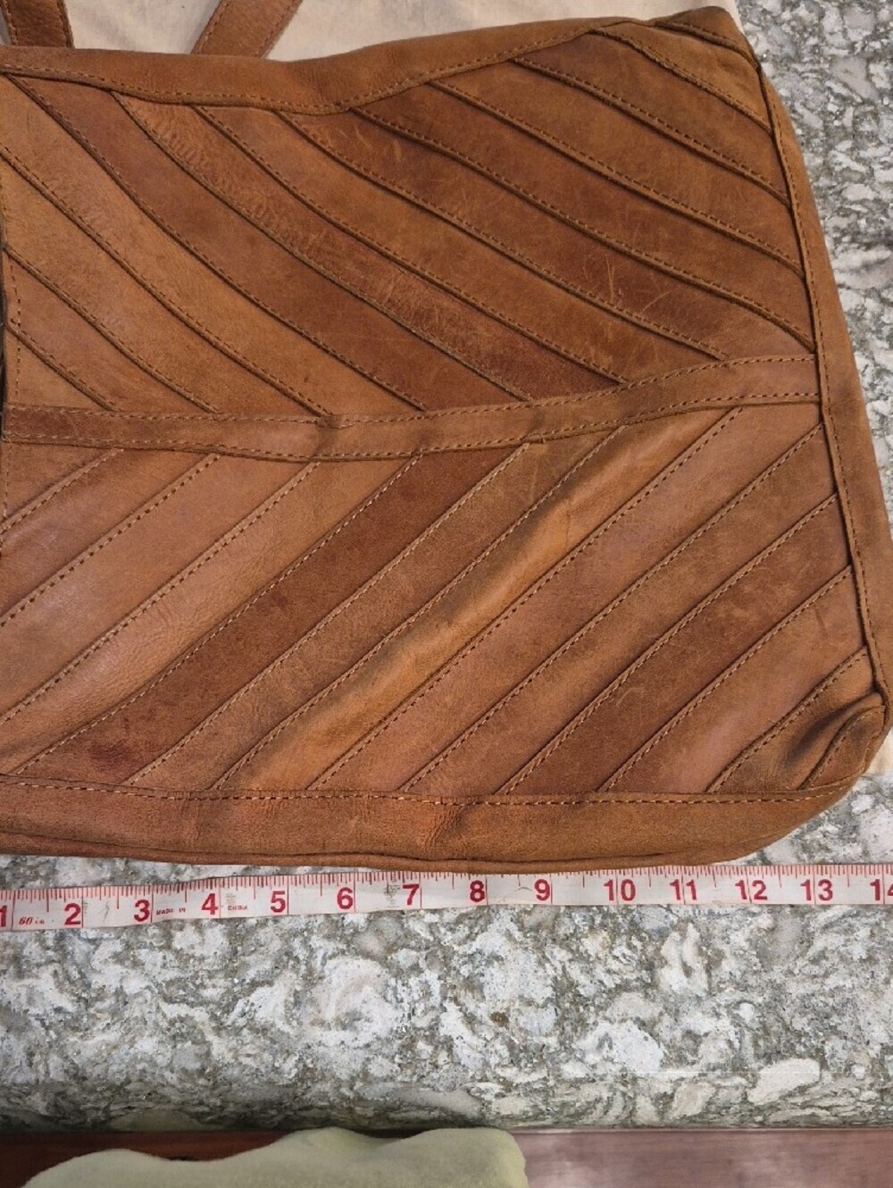 Magnolia Joanna's Favorite Chevron Leather Crossbody Bag In Brown Leather - Picture 11 of 12